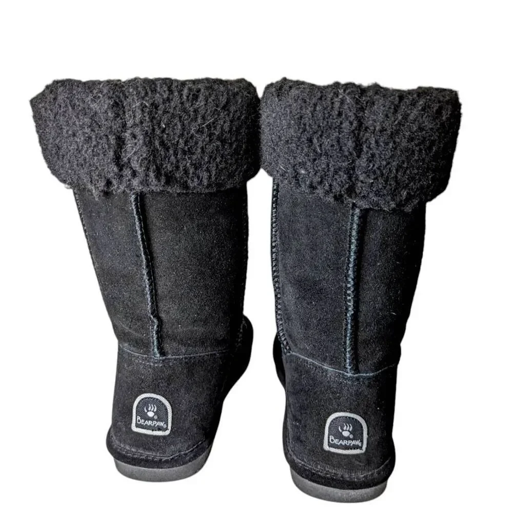 BEARPAW Marissa Black Suede Winter Boot Size 8
